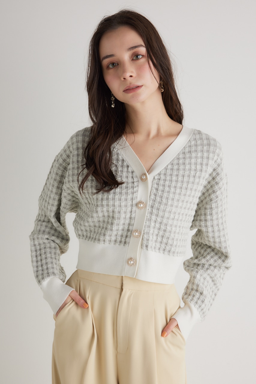 バンピーチェックKnitCD TOP GRY FREE