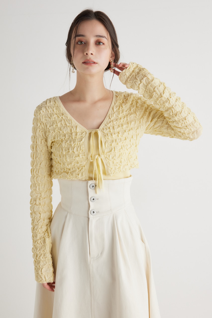 シャーリングカーデSET Knit TOP YEL FREE