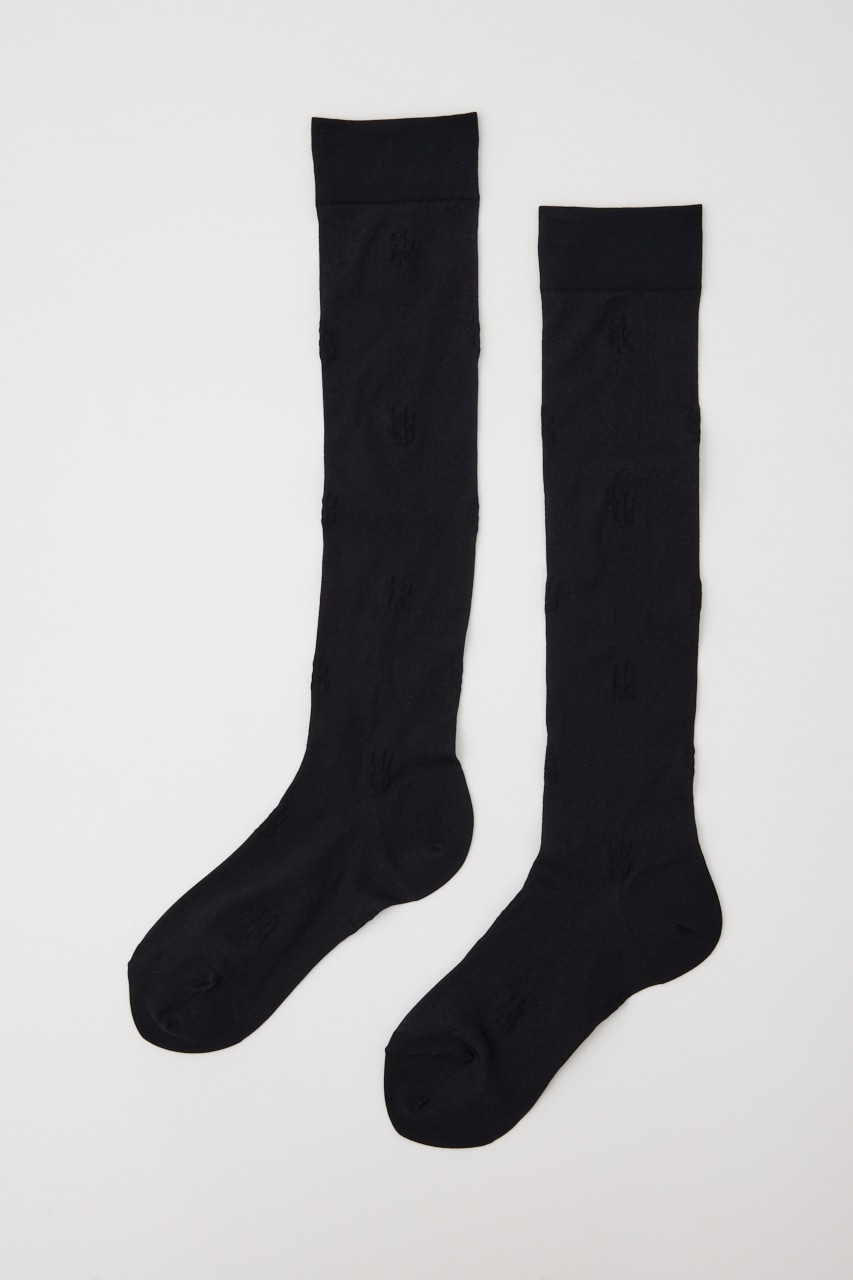 ロゴポイント刺繍シアーソックス BLK FREE