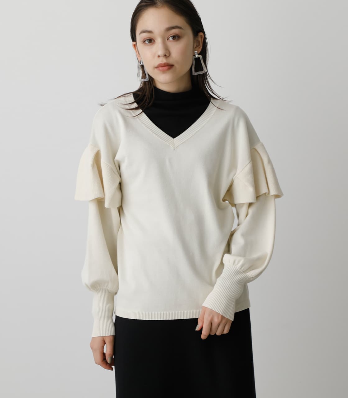 AZUL BY MOUSSY | 2WAY RUFFLE KNIT TOPS (ニット ) |SHEL