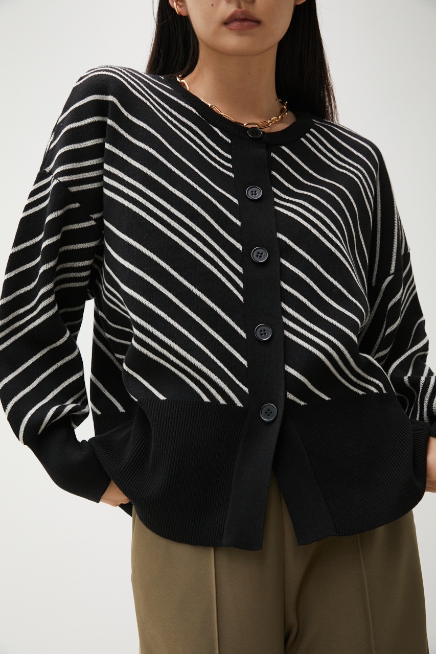 2WAY CREW NECK CARDIGAN｜M｜柄BLK｜カー 