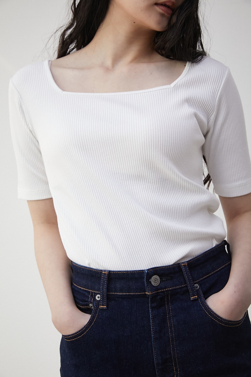 AZUL BY MOUSSY | 2WAY RIB TOPS (Tシャツ・カットソー(半袖) ) |SHEL