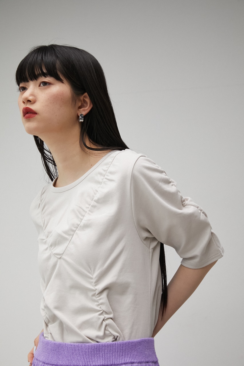 AZUL BY MOUSSY | SOFT PONTE SHIRRING TEE (Tシャツ・カットソー(半袖 