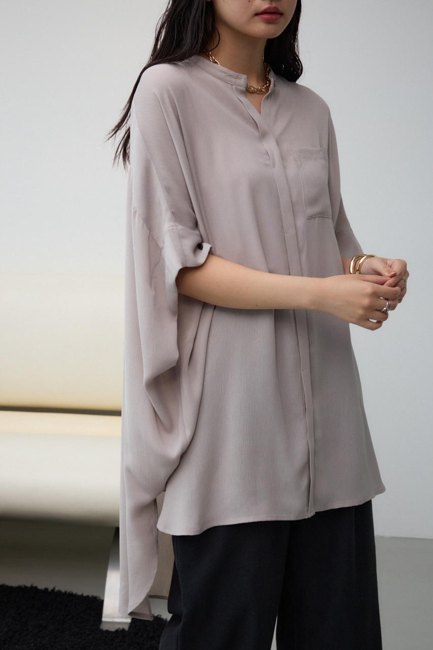 ポンチョ型楊柳シャツ GRY FREE