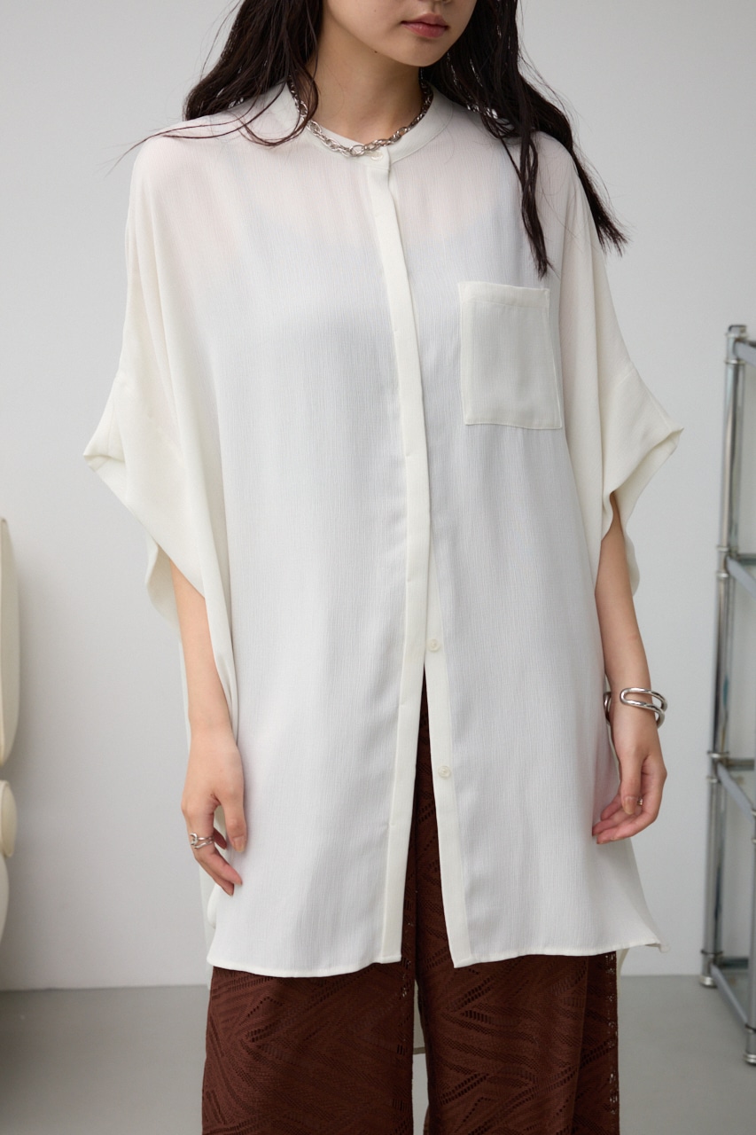 ポンチョ型楊柳シャツ IVOY FREE