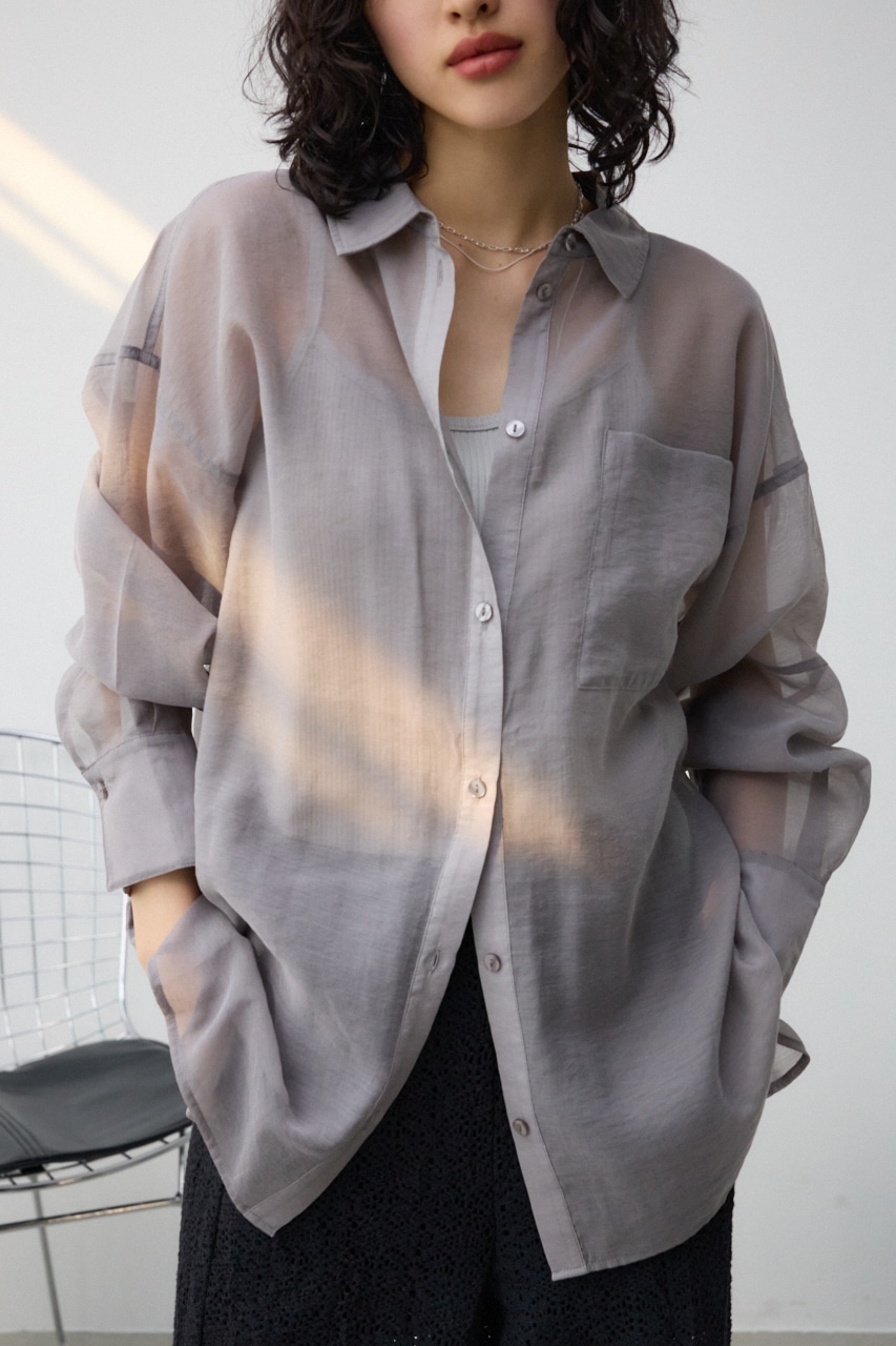 バックスリットシアーオーバーシャツ GRY FREE