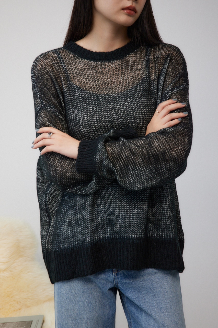 リバーシブルシアーニット BLK FREE