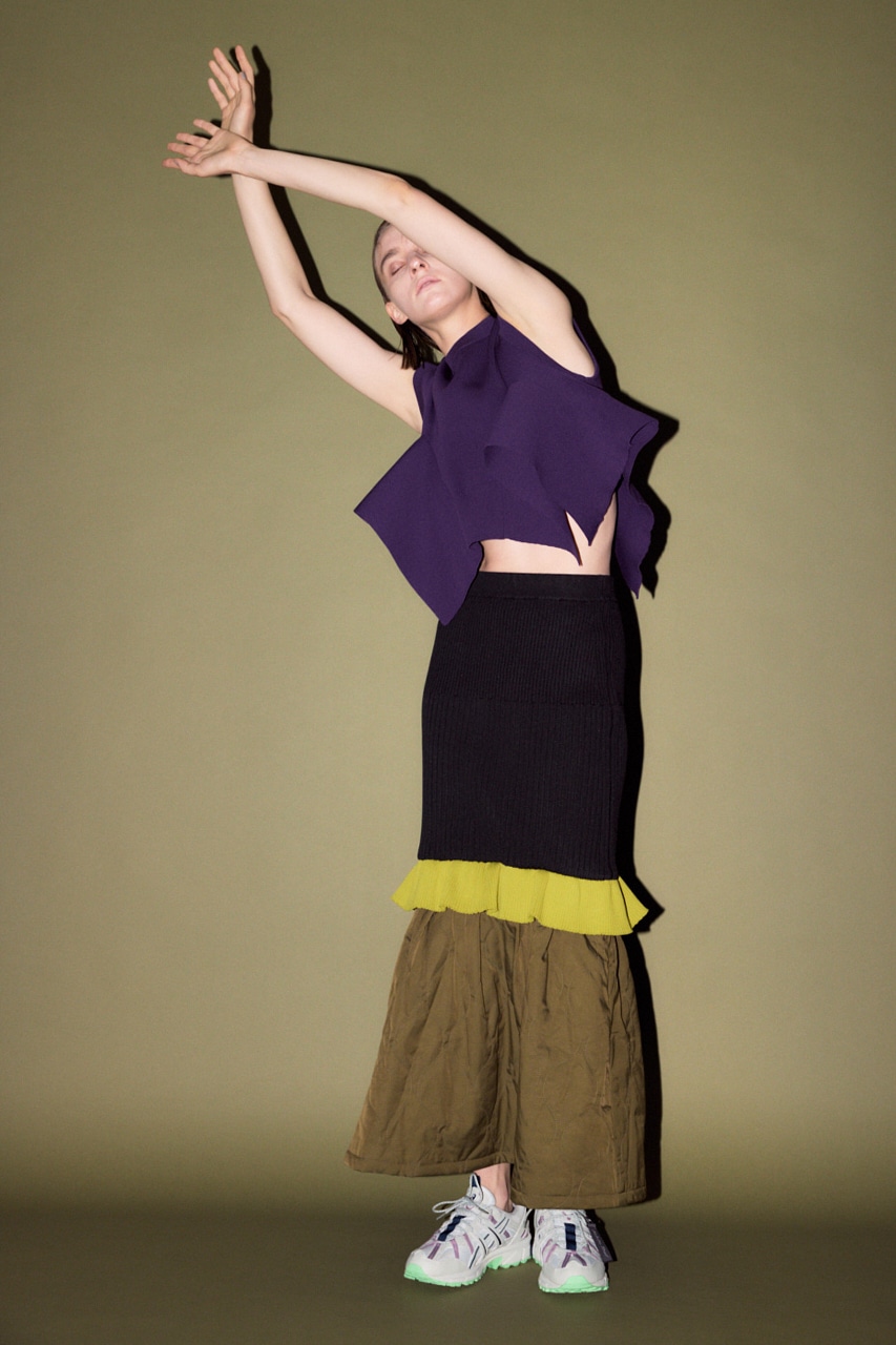 【PLUS】ドッキングキルティングマーメイドスカート BLK M