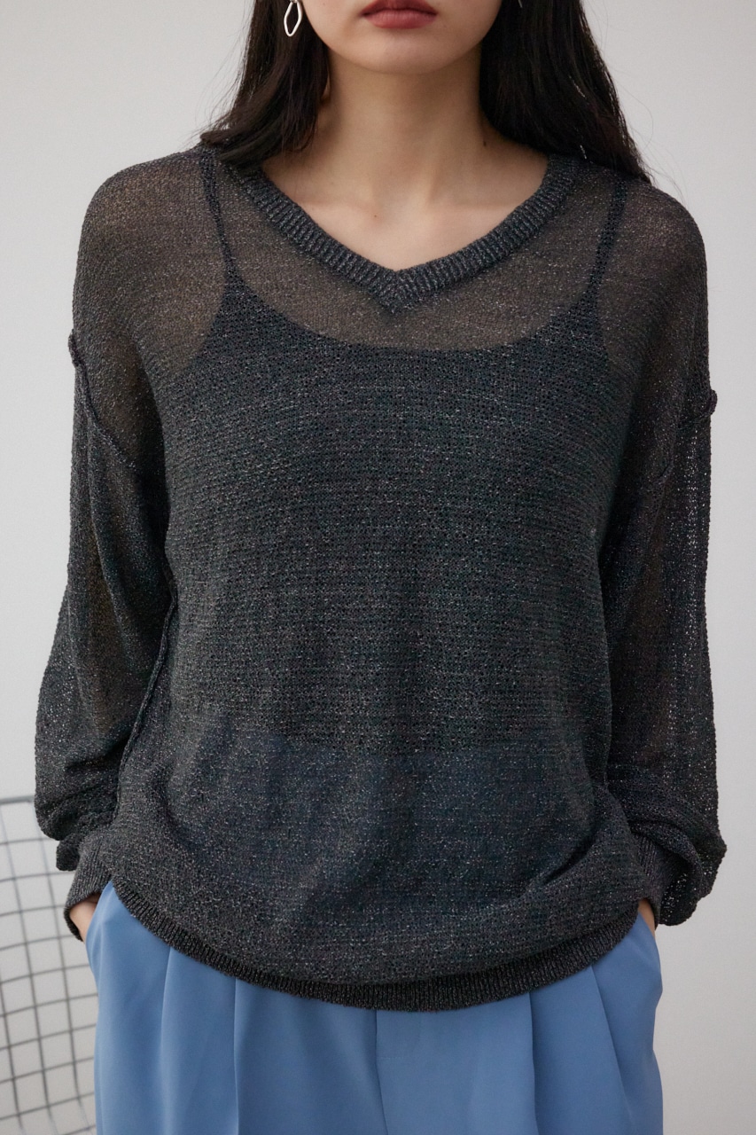 シアーグリッタールーズニット BLK FREE