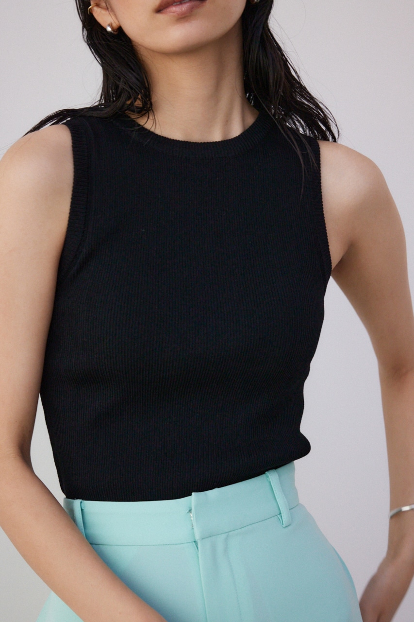 【PLUS】パッド付きニットタンク BLK FREE