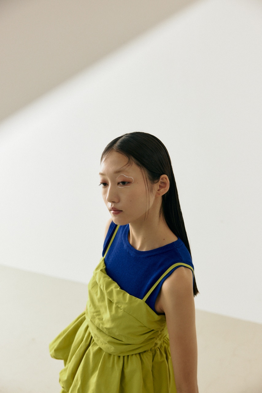 【PLUS】パッド付きニットタンク BLU FREE