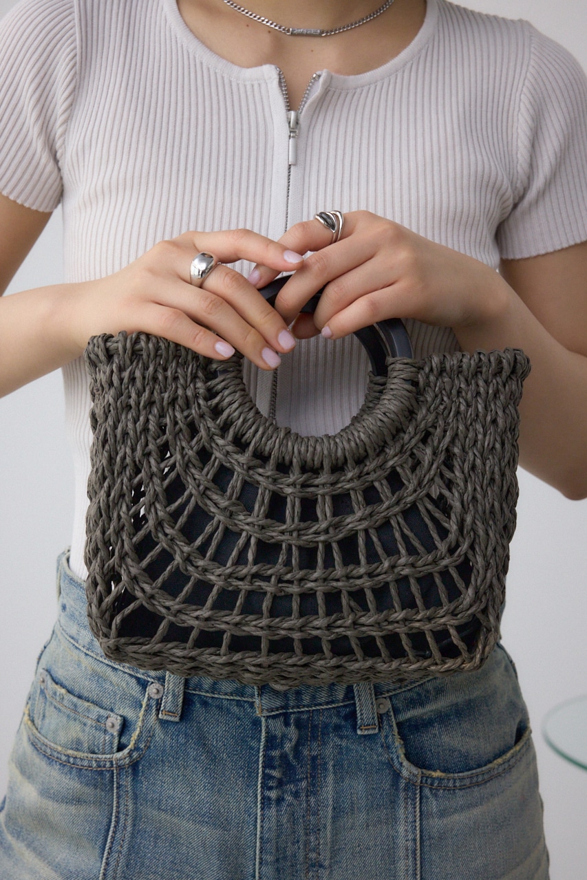 編み込みショルダーバッグ BLK FREE