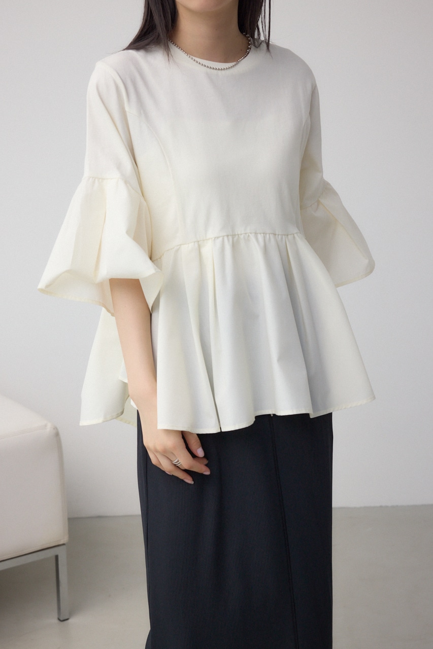 タックスリーブ半袖デザインカットトップス IVOY FREE