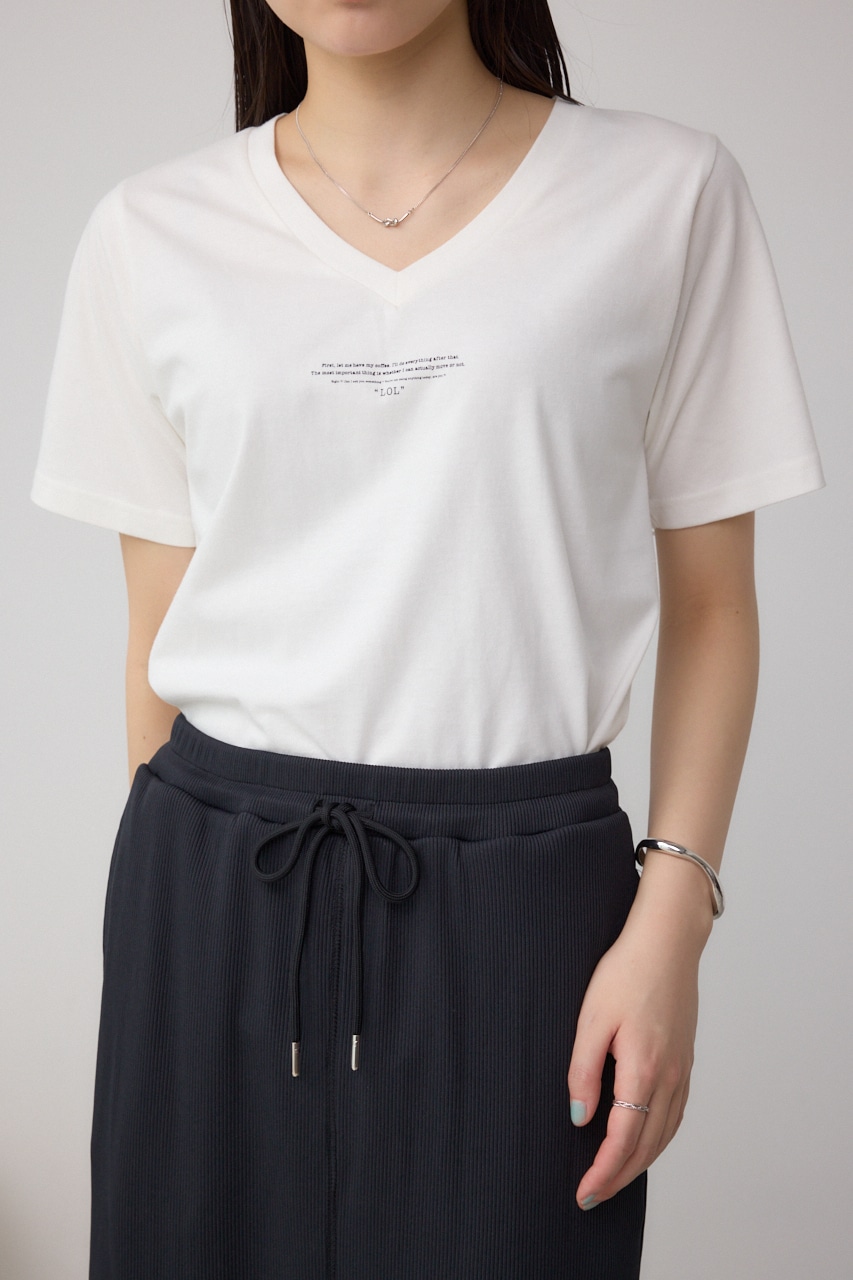 チェストメッセージロゴTシャツ O/WHT S