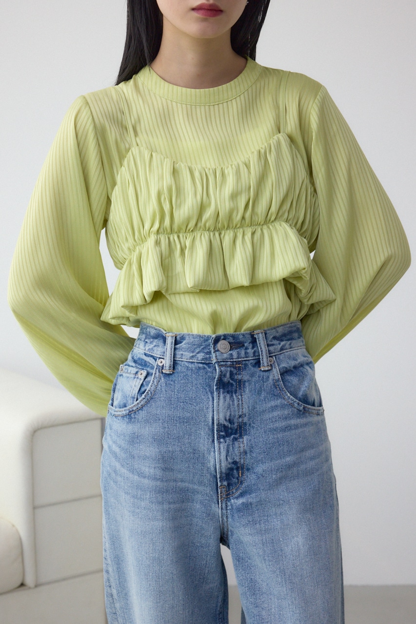 バルーンビスチェレイヤードセットブラウス LIME FREE