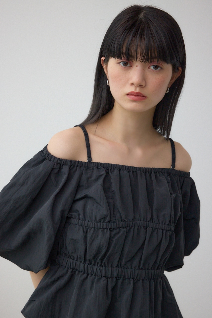 パフショルダー2WAYブラウス BLK FREE
