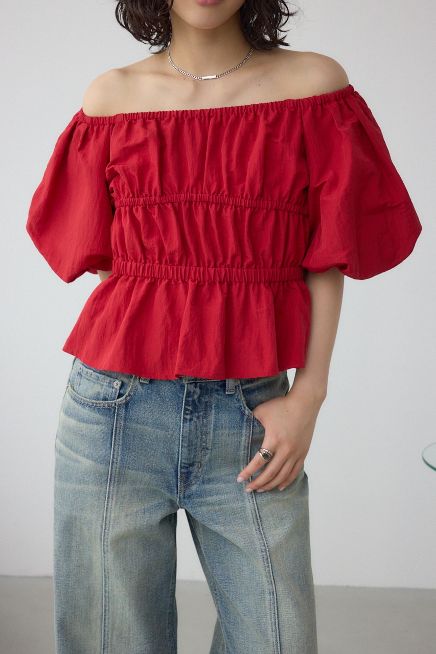 パフショルダー2WAYブラウス RED FREE