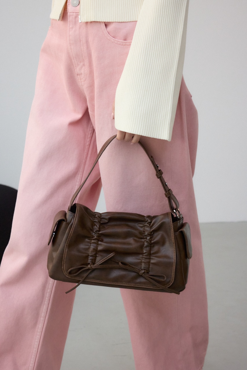 リボンデザインフラップバッグ BRN FREE