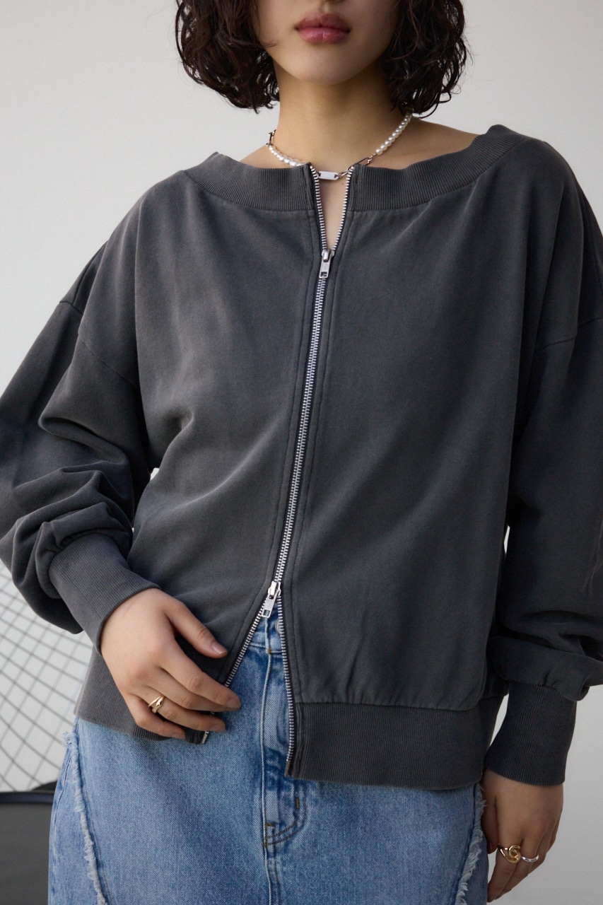 ビンテージライクZIPカーディガン BLK FREE