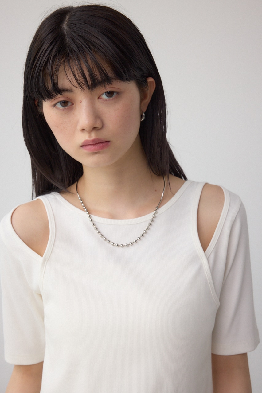 デザインネックショートTシャツ O/WHT FREE