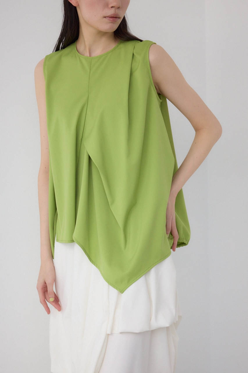 【PLUS】ランダムドレープブラウス LIME FREE