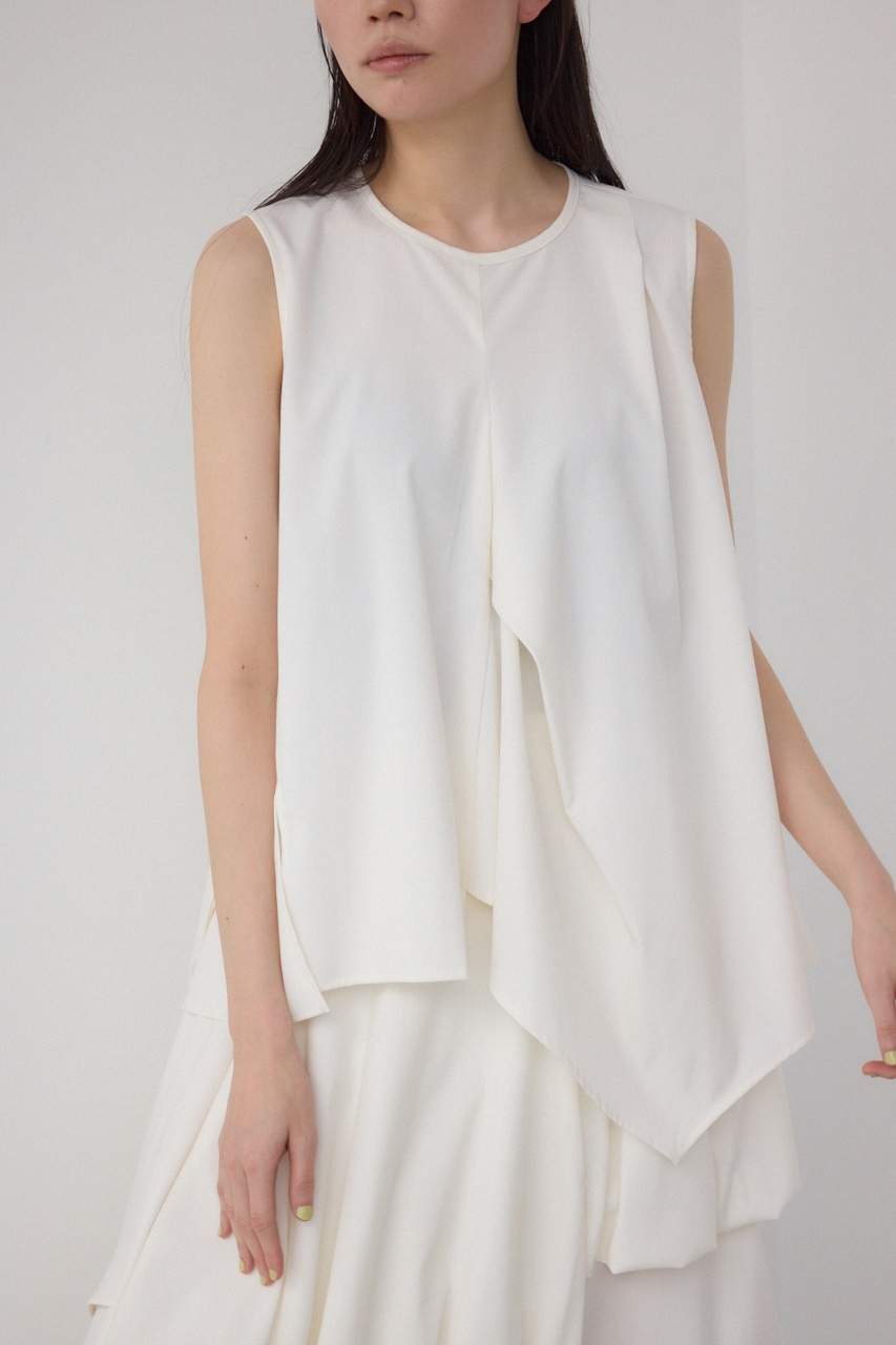 【PLUS】ランダムドレープブラウス WHT FREE