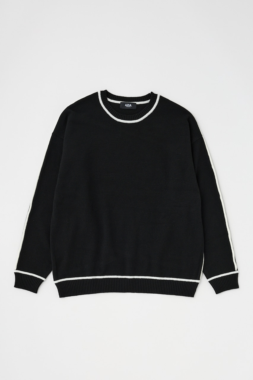 配色パイピングニット BLK FREE