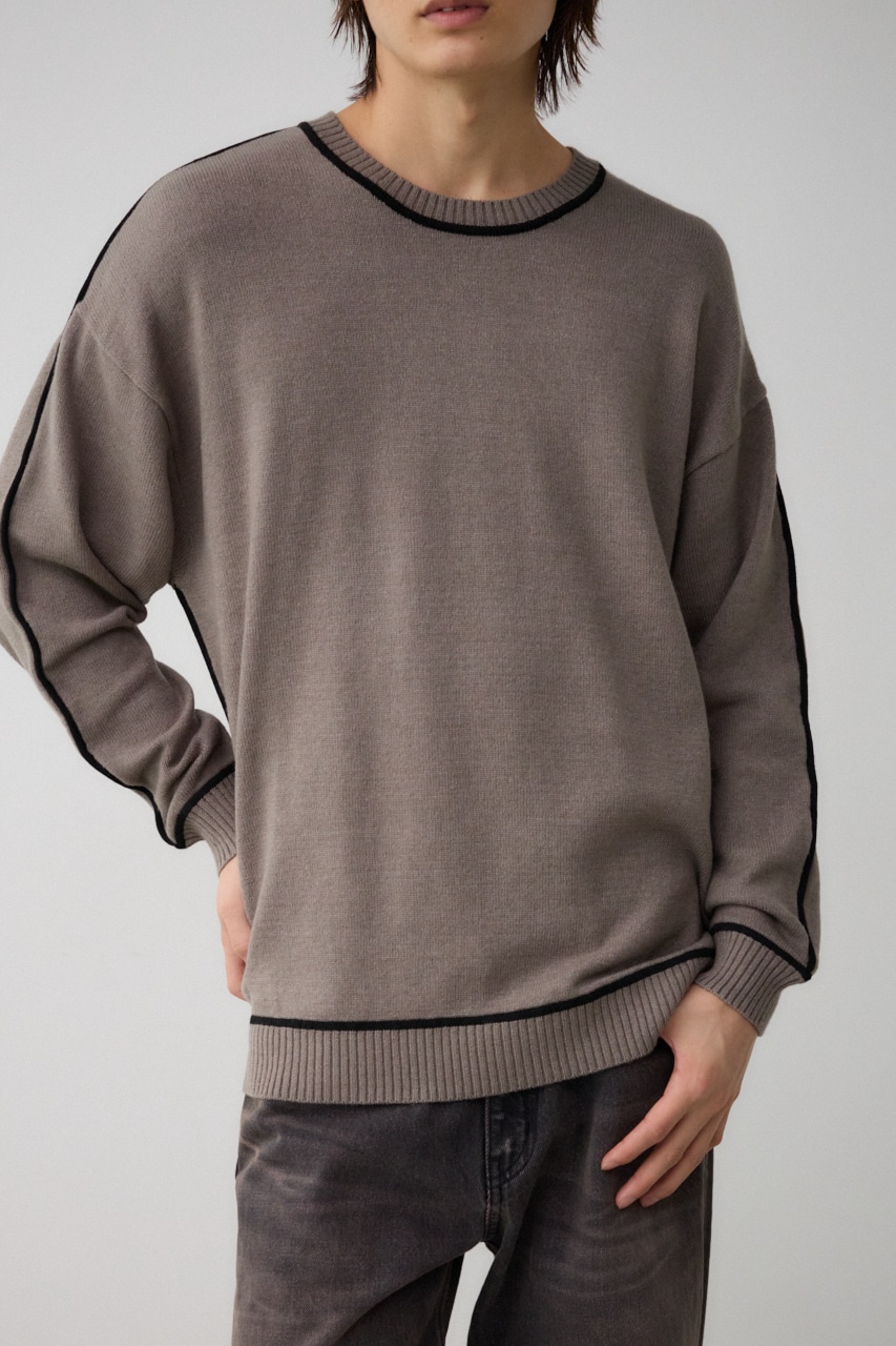 配色パイピングニット GRY FREE