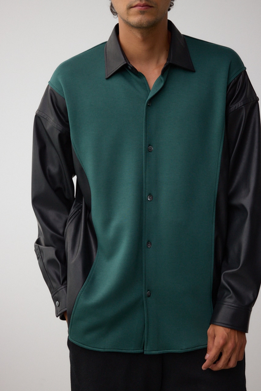 フェイクレザースウィッチングシャツ 柄KHA FREE