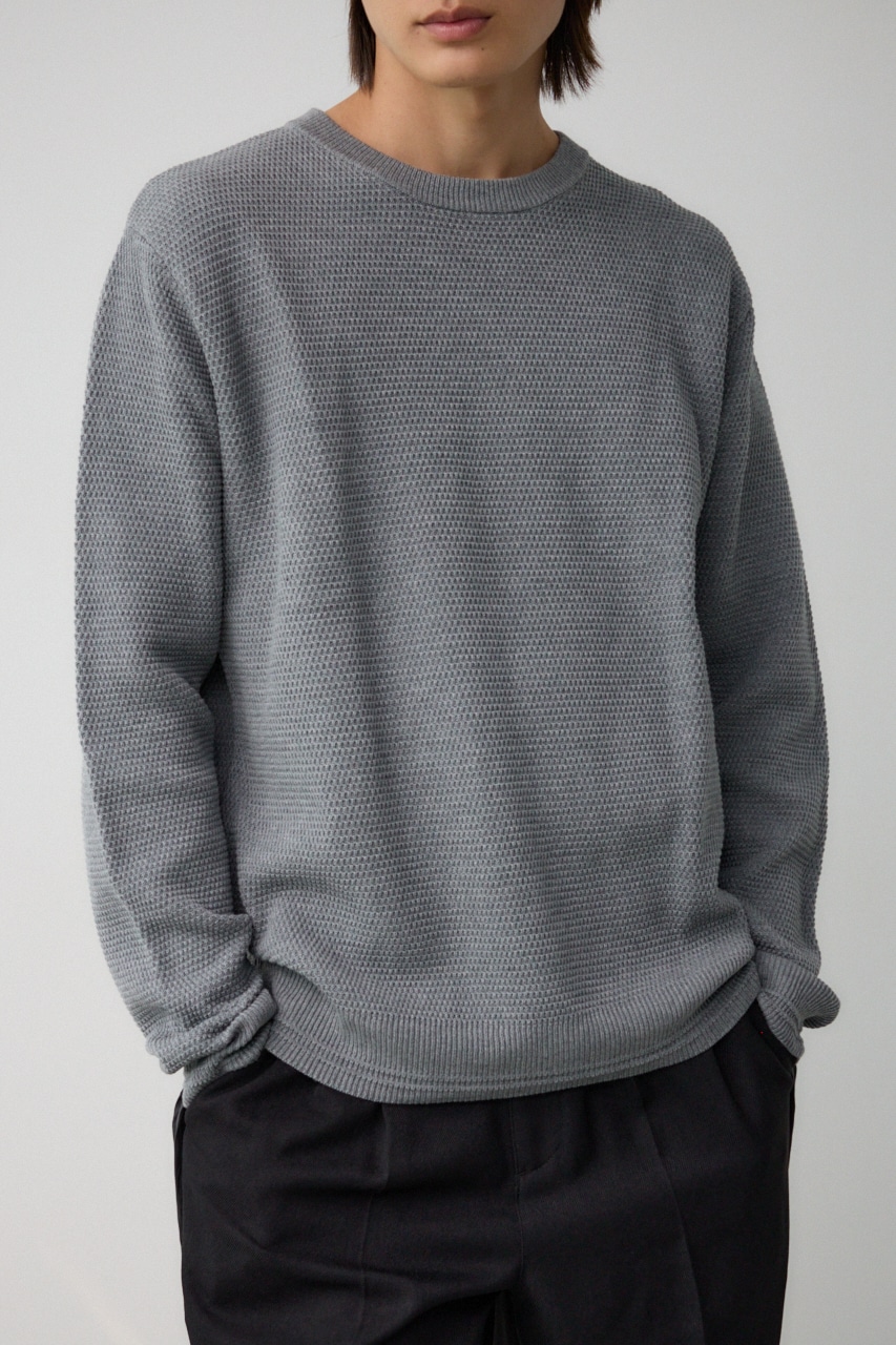 ハニカムベーシッククルーネックニット GRY M