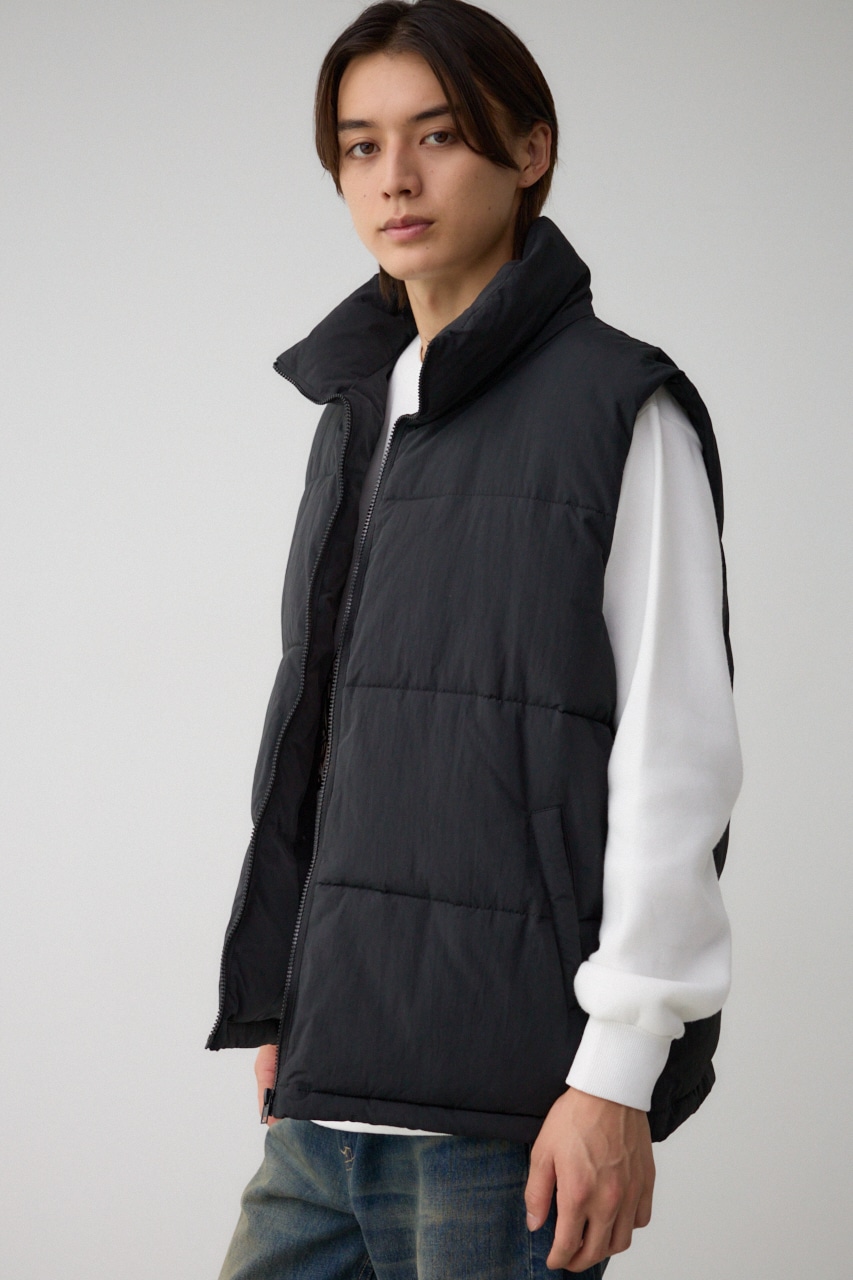 スタンドカラー中綿ベスト BLK FREE