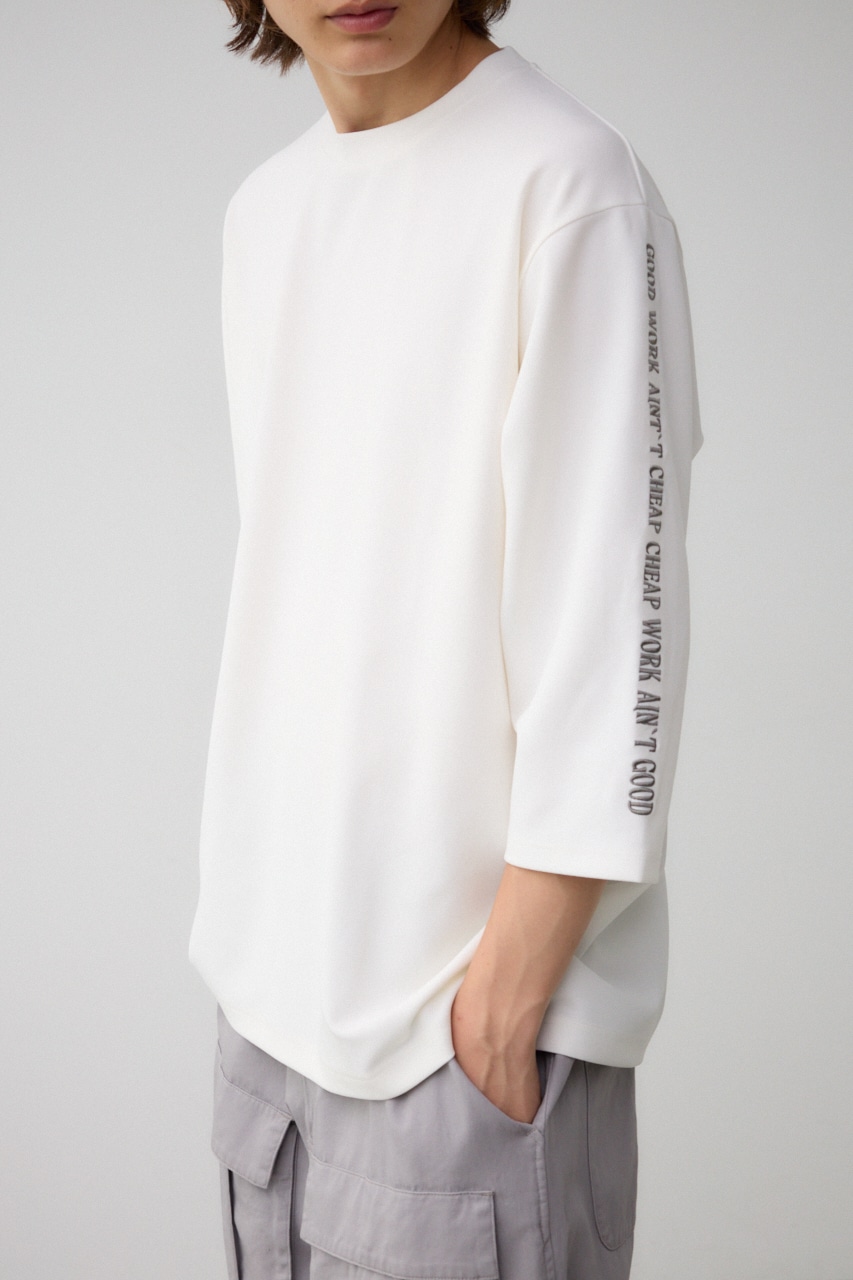 袖刺繍8分袖ビッグT WHT FREE
