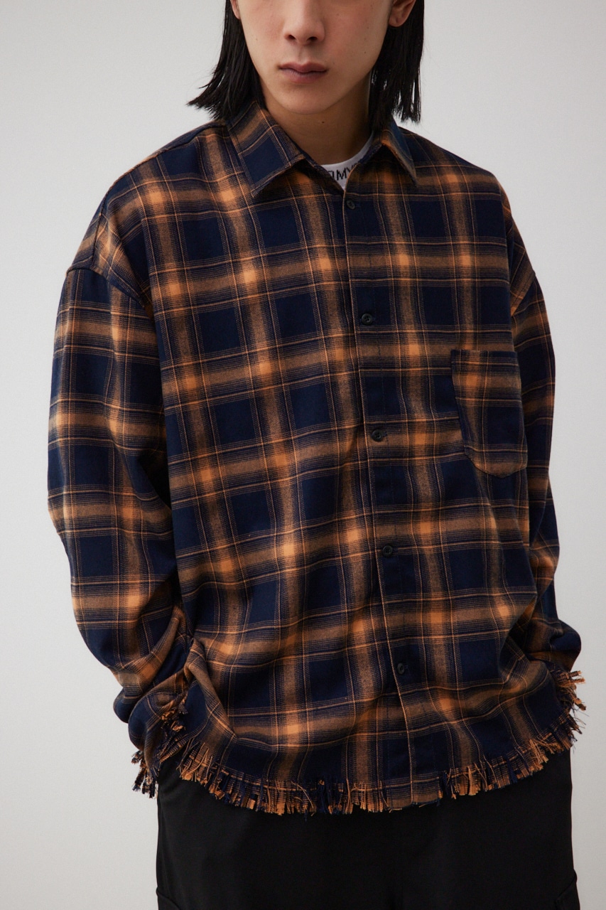 カットオフダメージシャツ 柄BEG FREE