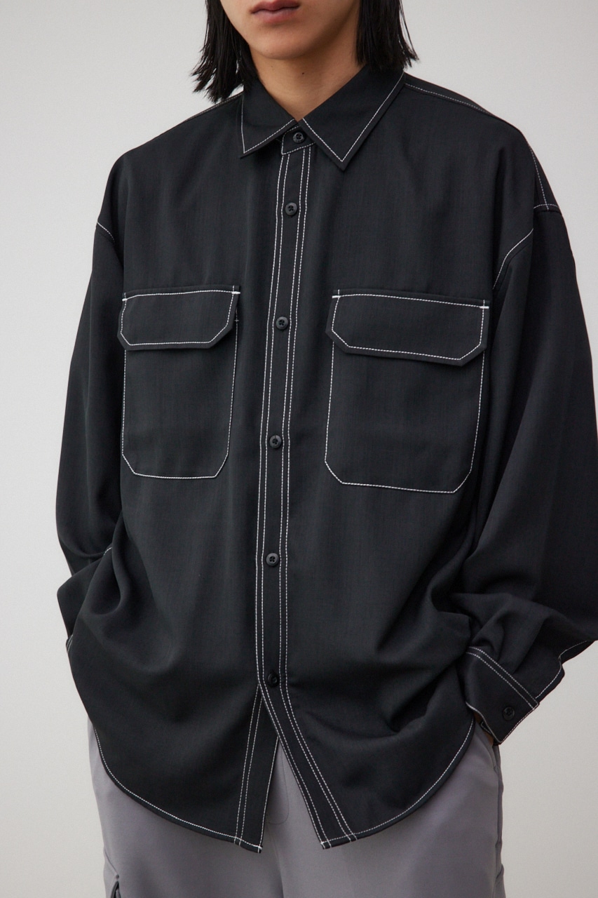 アウトステッチCPOシャツ BLK FREE