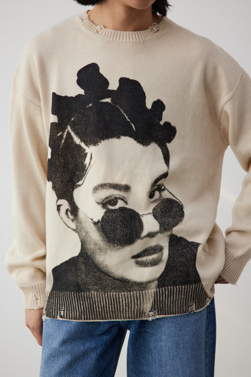 フォトプリントニットトップス IVOY FREE