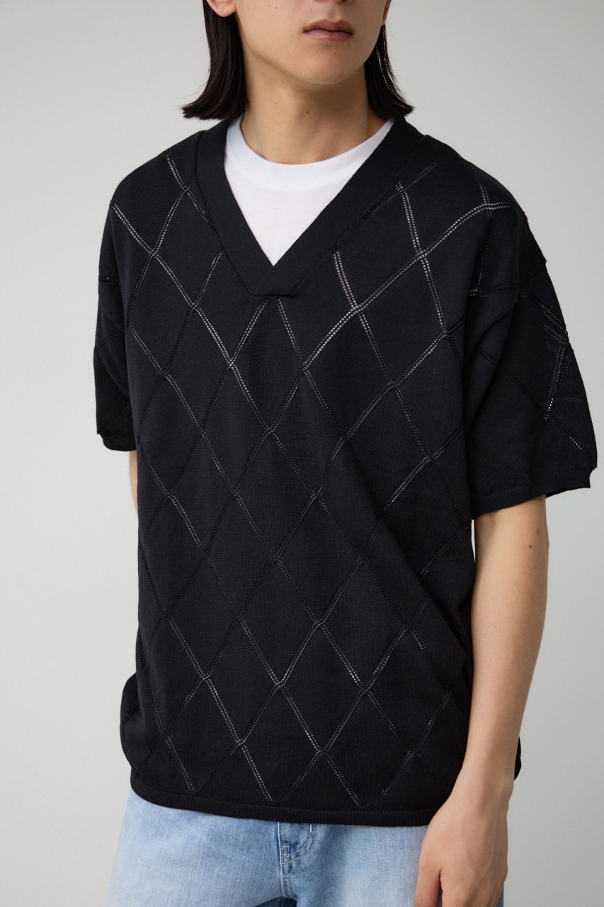 スカシアミレイヤードニット BLK M