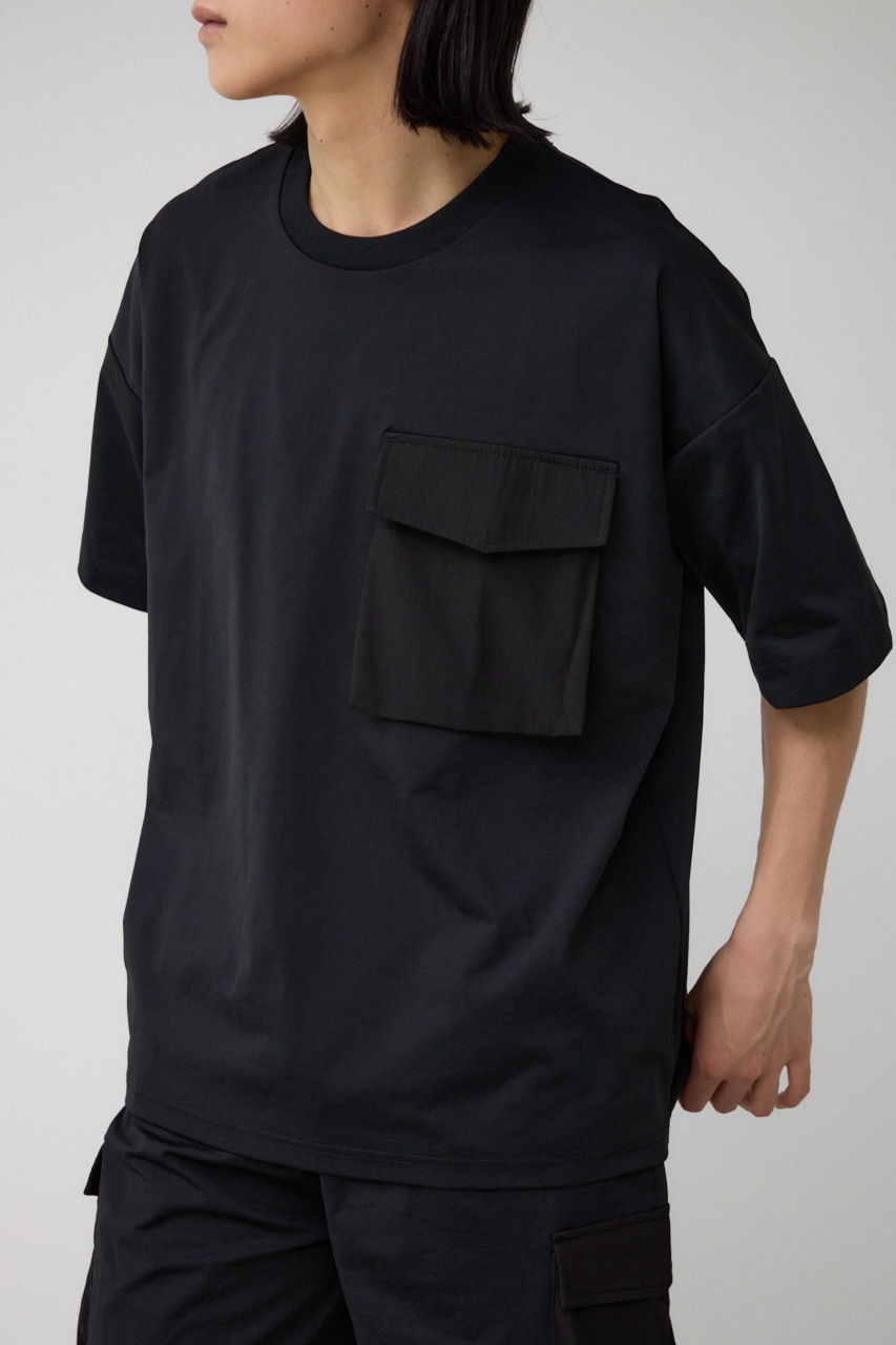 ストレッチスラブ天竺ビッグポケT BLK FREE