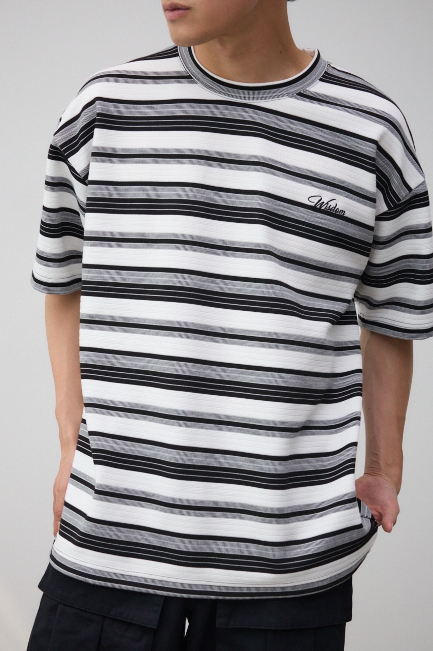 リップルジャガードボーダービッグTEE 柄WHT FREE