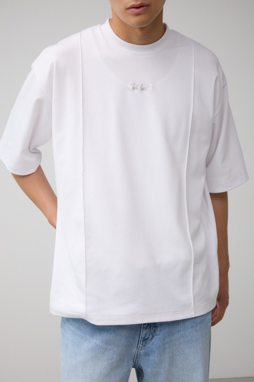 ピンタック1ポイント刺繍TEE WHT FREE