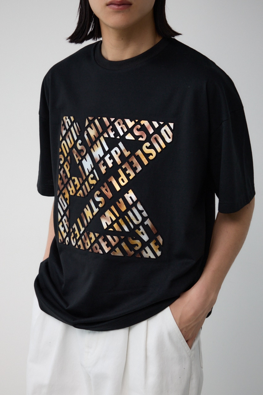ブロンズエンボス半袖TEE BLK FREE