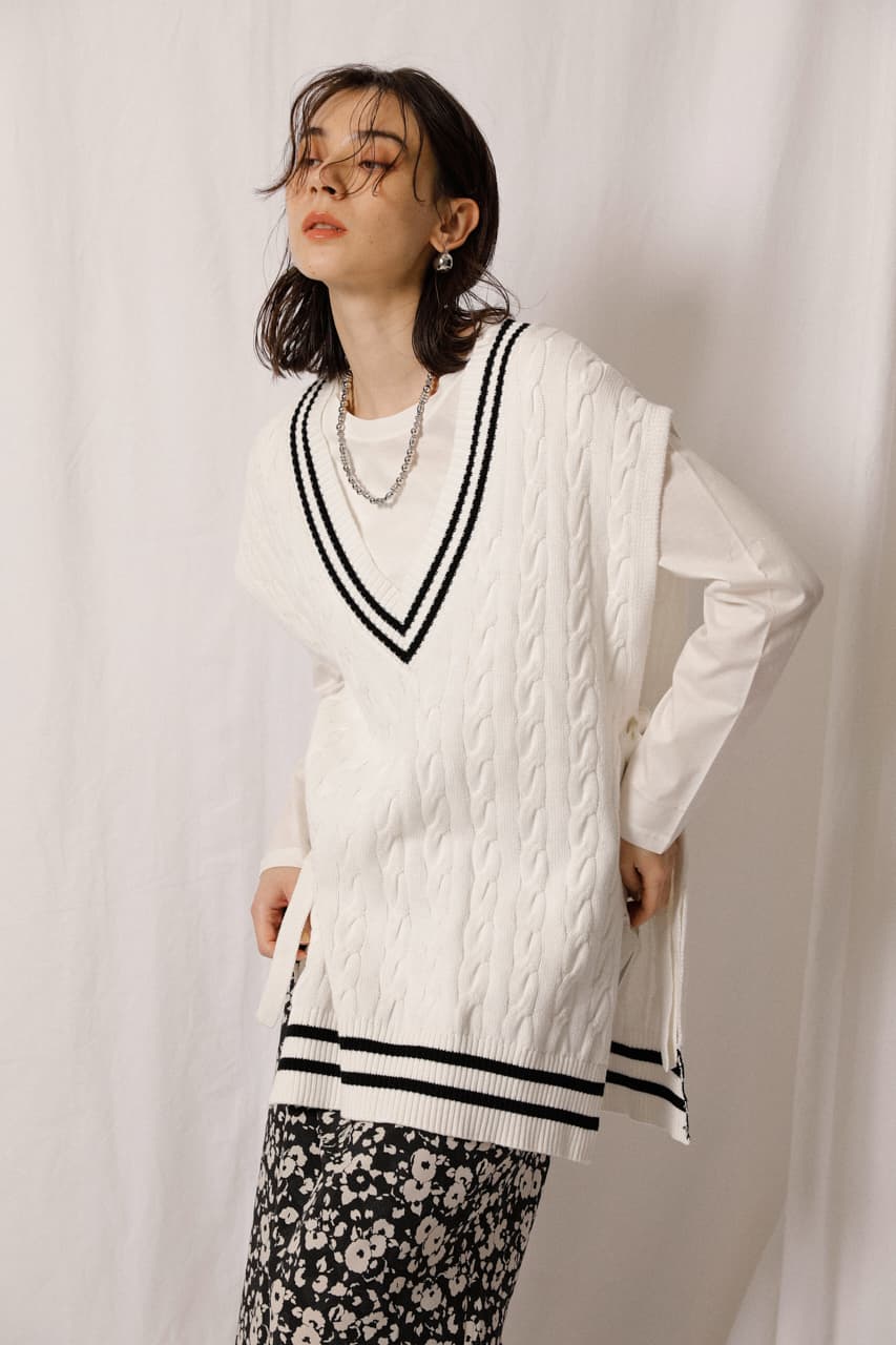 ライン入りケーブルニットベスト F O Wht ベスト バロックジャパンリミテッド 公式通販サイト Shel Tter Web Store シェルターウェブストア