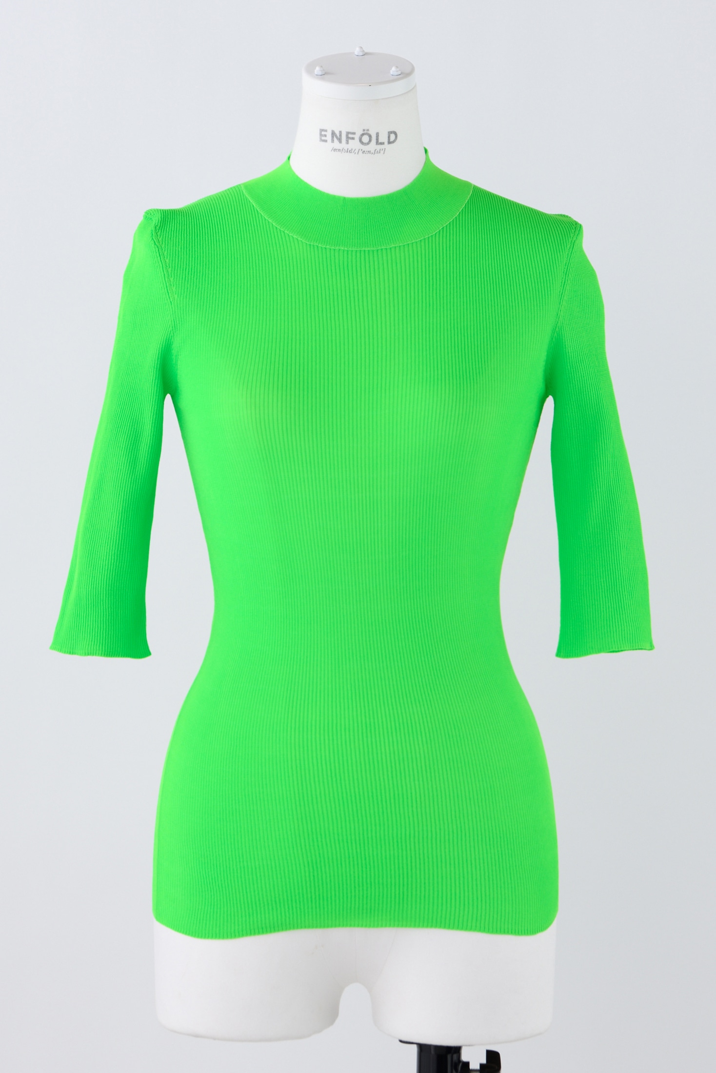 RIB STAND NECK HALF SLEEVE TOPS｜38｜GRN｜KNIT WEAR｜|ENFÖLD