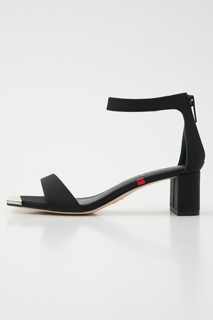 キャンバスクエアンクルストラップサンダル BLK 22.0cm