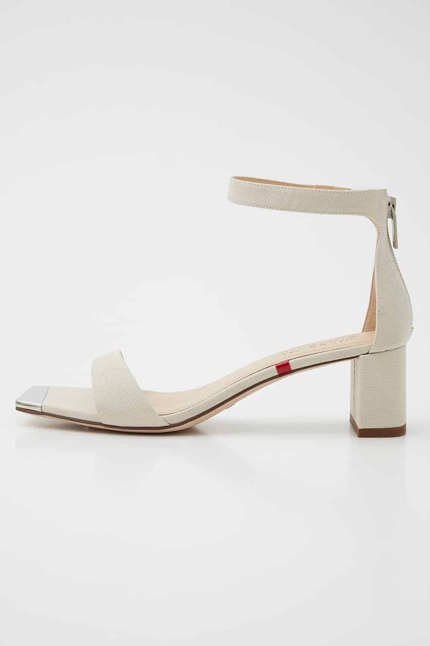 キャンバスクエアンクルストラップサンダル ECRU 24.0cm