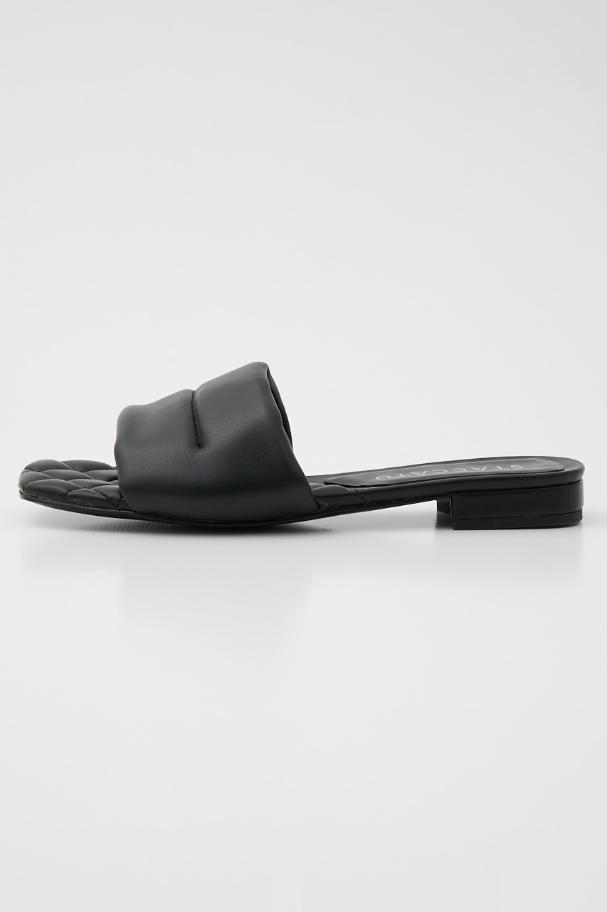 キルティングフラッフィーフラットミュール BLK 22.5cm