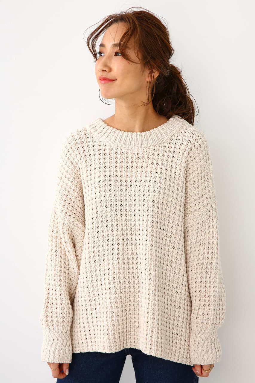ワッフルニットクルーネックトップス Free O Wht ニットバロックジャパンリミテッド 公式通販サイト Shel Tter Web Store シェルターウェブストア