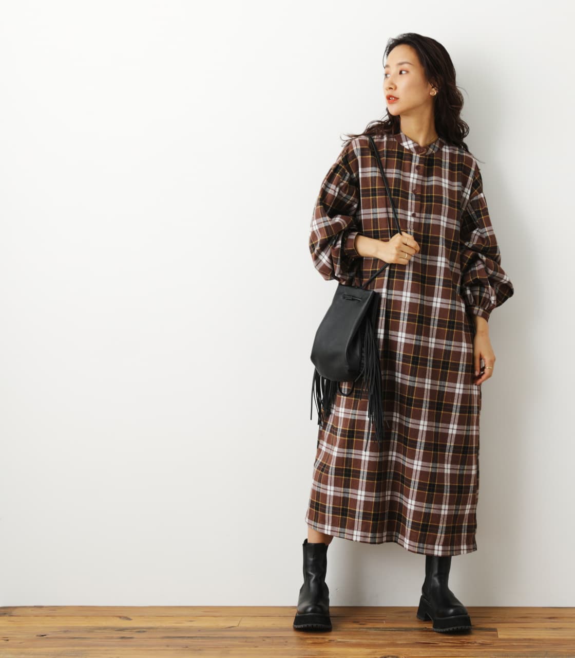 チェック袖ボリュームワンピース F 柄brn ワンピース ロング バロックジャパンリミテッド 公式通販サイト Shel Tter Web Store シェルターウェブストア