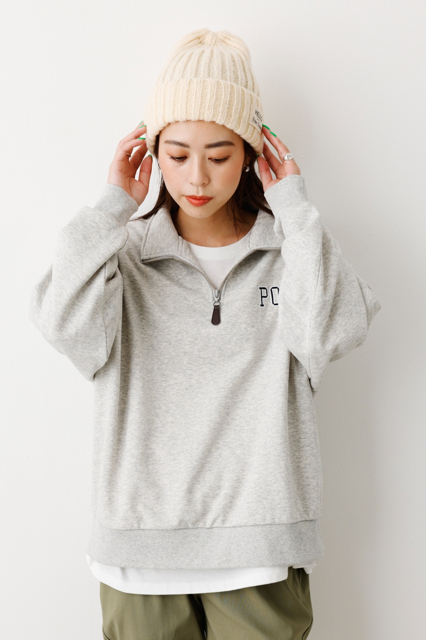 RUFFLOG ハーフジップ ホワイト サイズM ロゴデザインハーフジップ