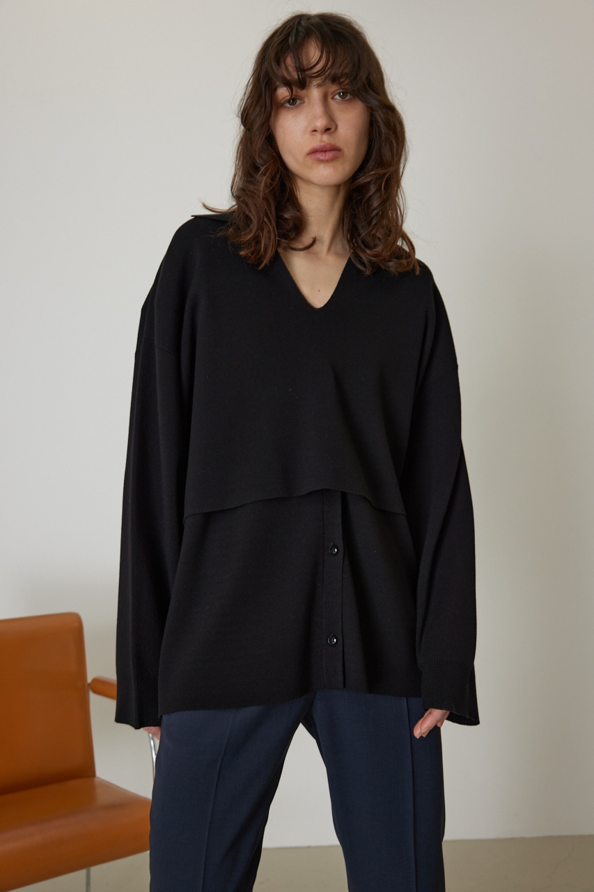 6/21- order start Smooth touch skipper knit tops BLK FREE