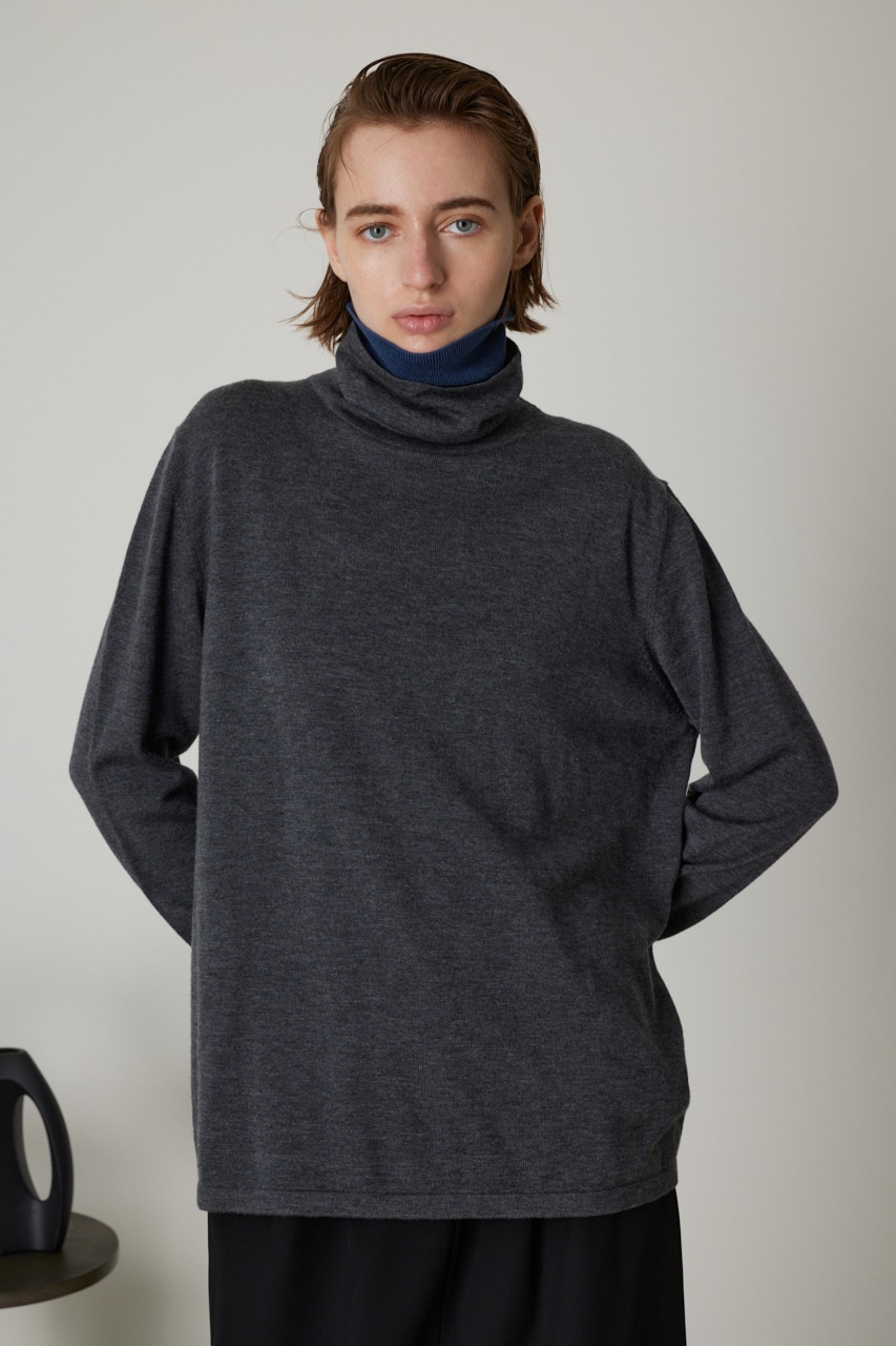 10/18- order start Double turtleneck knit tops GRY FREE